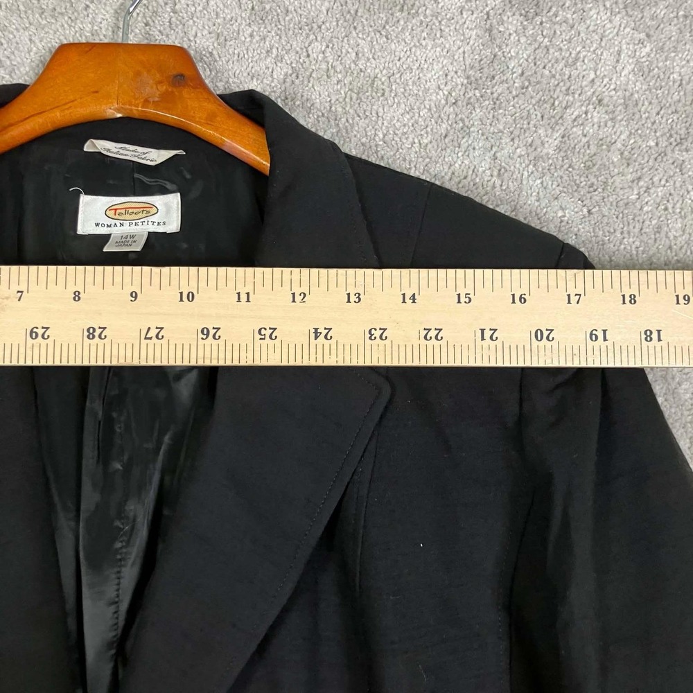 Vintage Talbots Woman Petites 14W Black Wool Blazer Italian Fabric Made in Japan - Picture 11 of 14